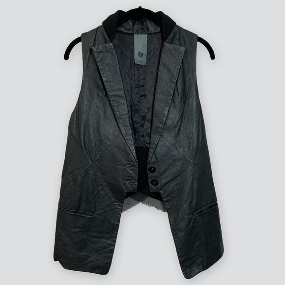 SCATOLA genuine leather Vest with sheer details - Picture 3 of 5